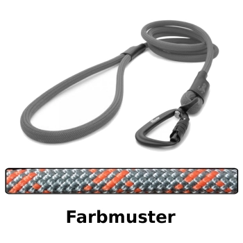 klassische Hundeleine TWIST - L - 175cm - grau mit orangen Kreuzen